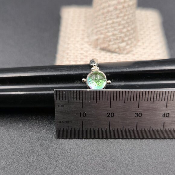 Size 7.5 Sterling Silver Blue Green Handmade Glass Ring A6507 - Picture 8 of 9